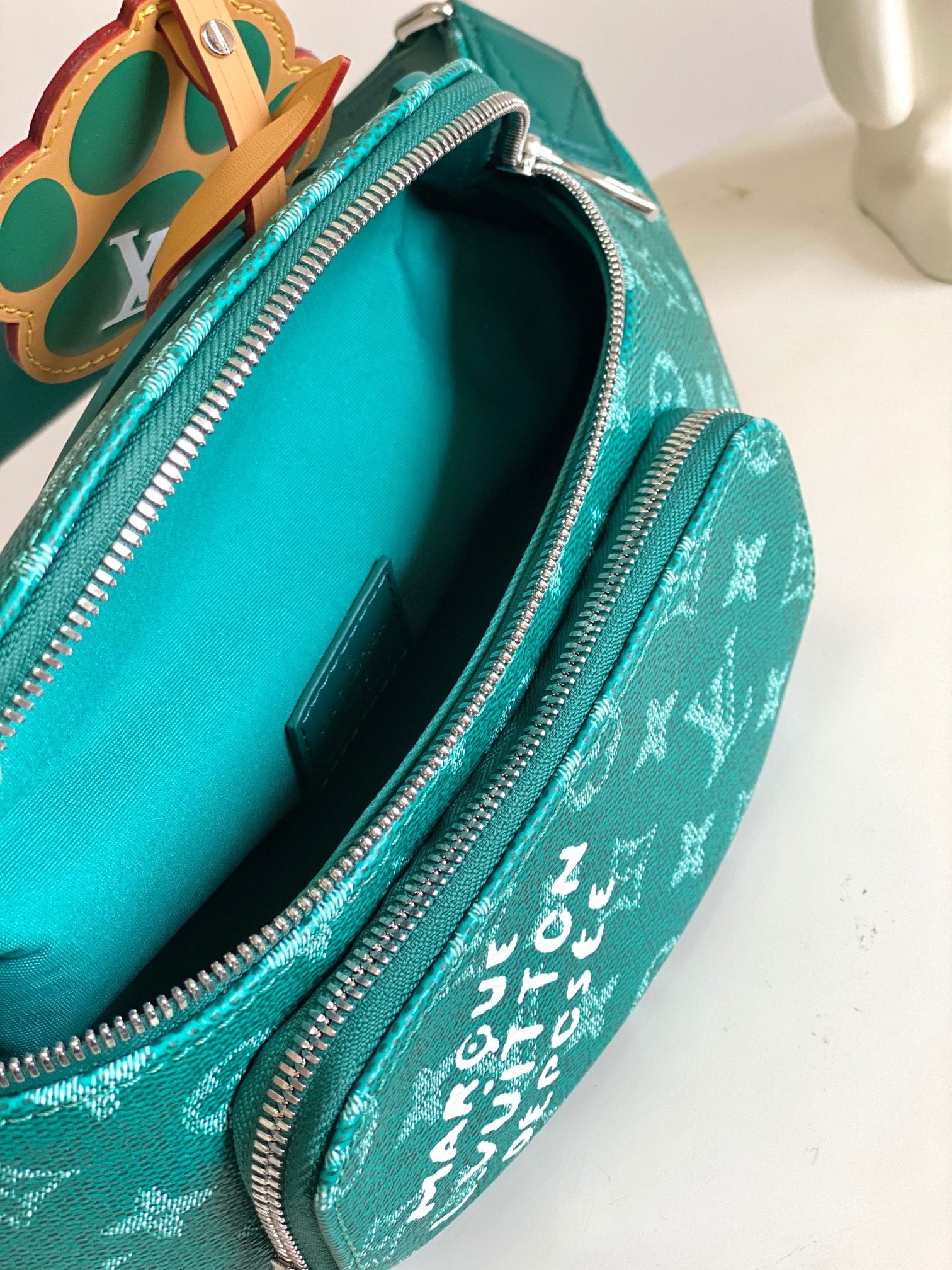 Louis Vuitton Green Monogram Canvas Waist Bag with Dog Paw Print Charm