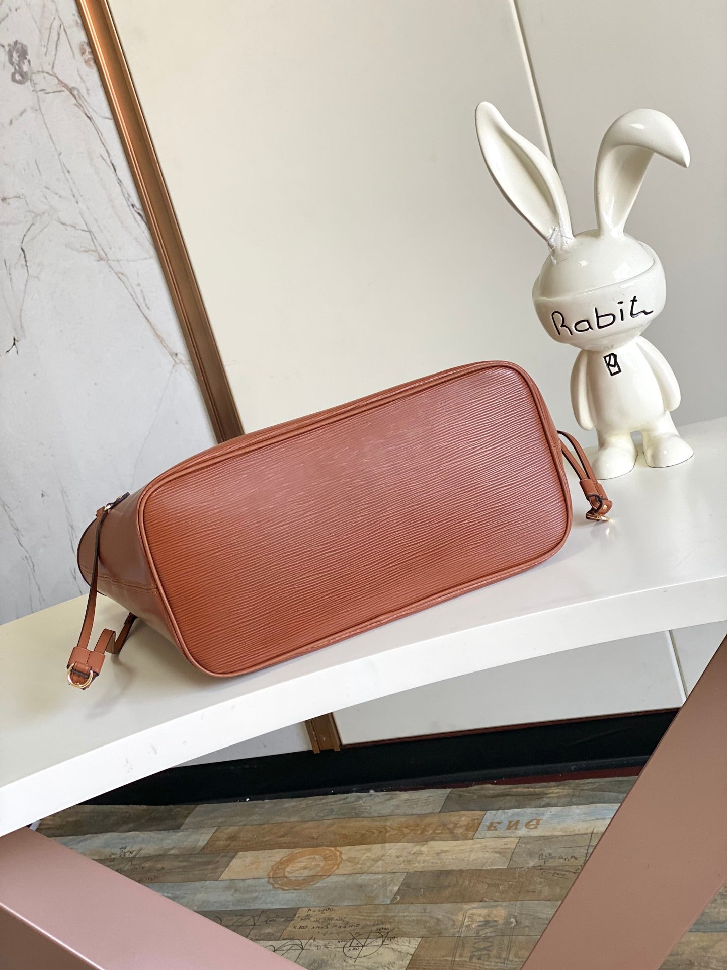Louis Vuitton Classic Brown Textured Leather Tote Bag with Side Straps