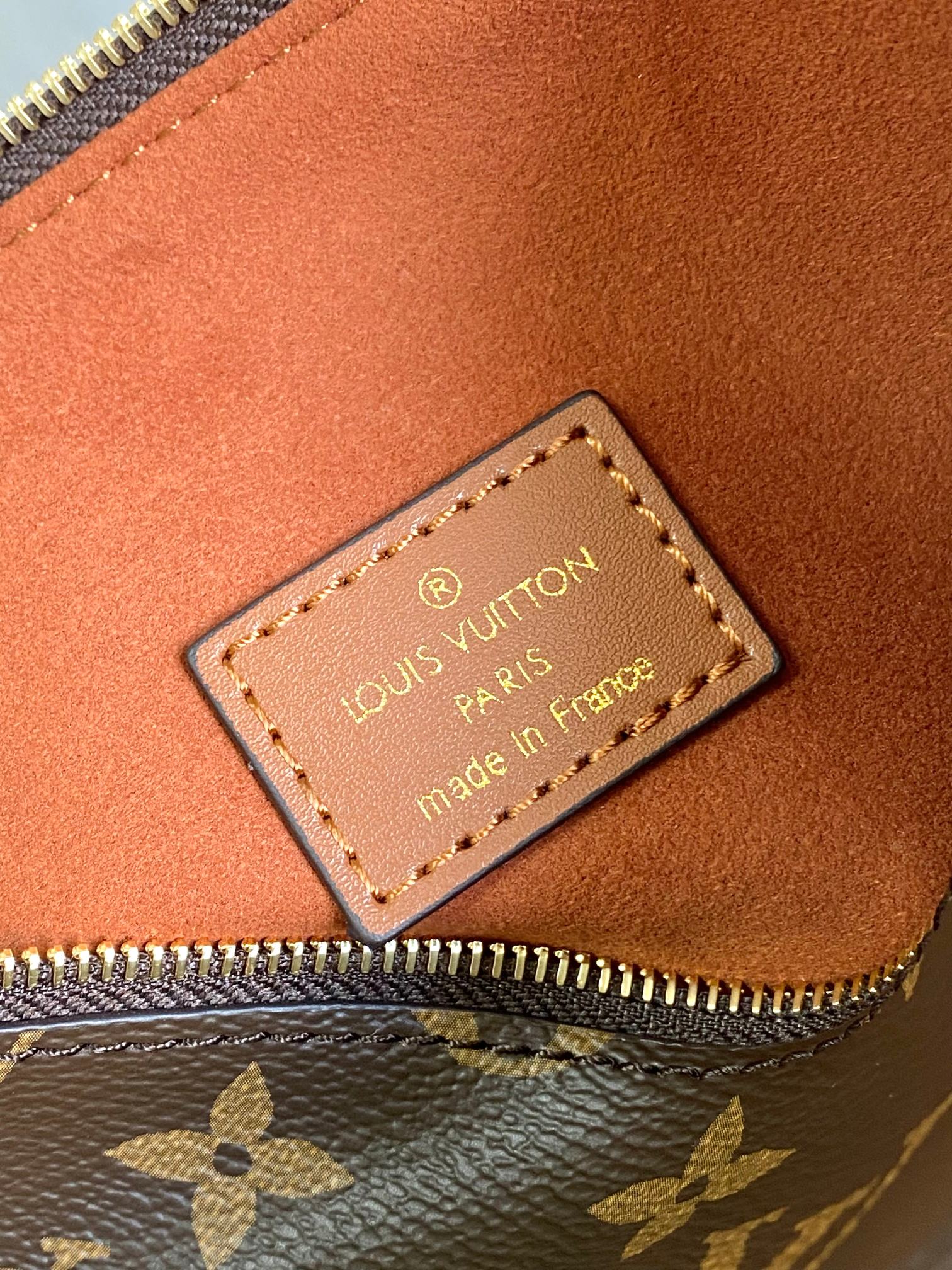 Louis Vuitton Classic Brown Textured Leather Tote Bag with Side Straps