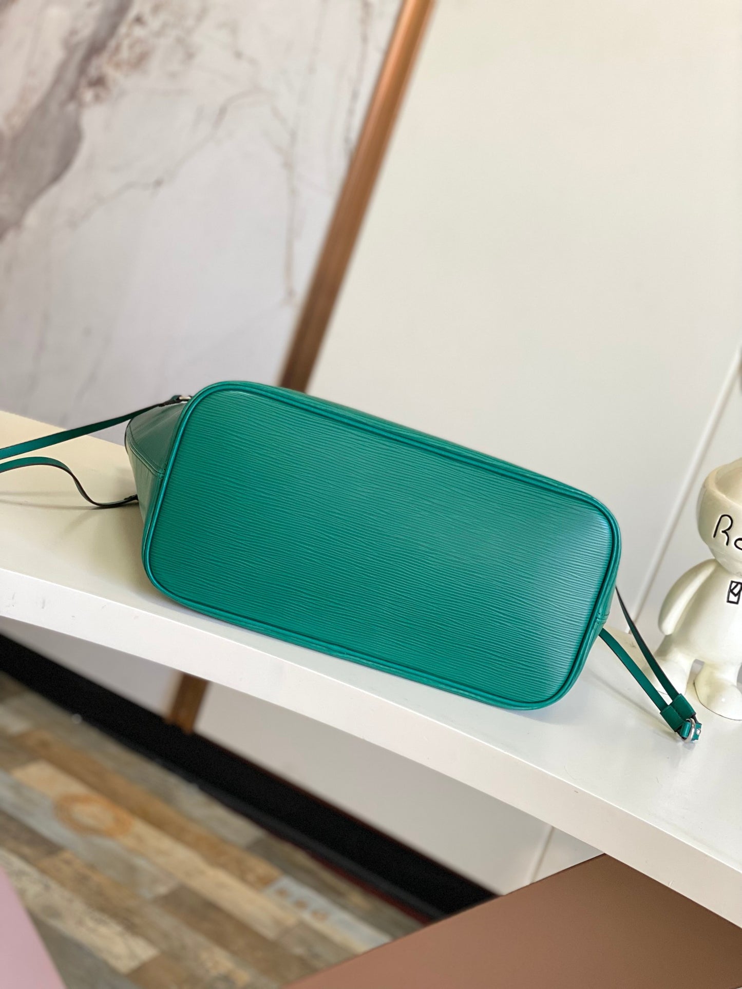Emerald Green Textured Leather Tote Bag - Large Capacity Elegant Shoulder Handbag with Side Laces