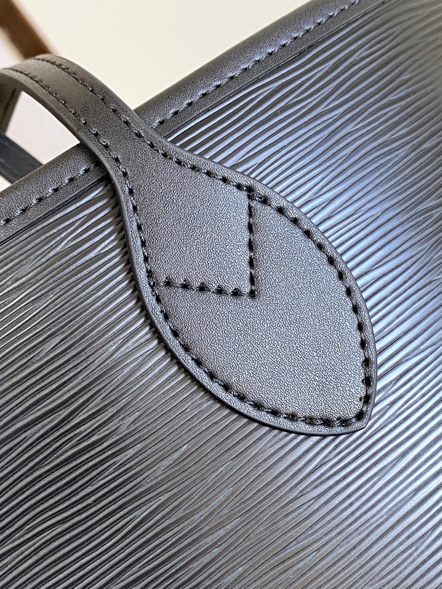 Louis Vuitton Classic Black Faux Leather Shoulder Tote Bag with Side Drawstrings