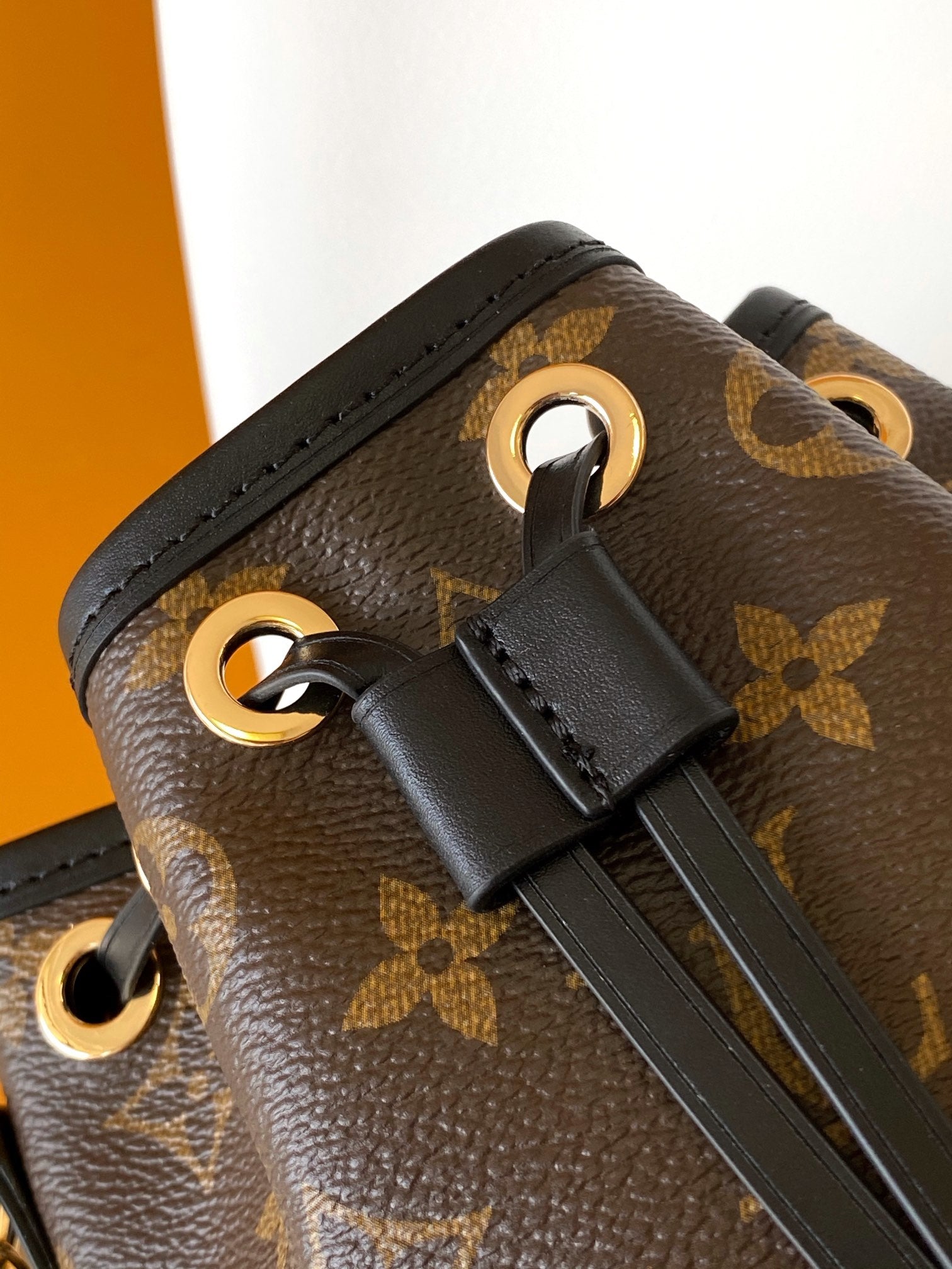 Louis Vuitton Classic Monogram Canvas Duffle Bucket Bag with Gold Chain Strap