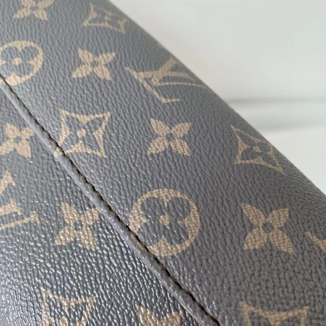 Louis Vuitton Blue Monogram Pattern Crossbody Flap Bag with Gold Chain