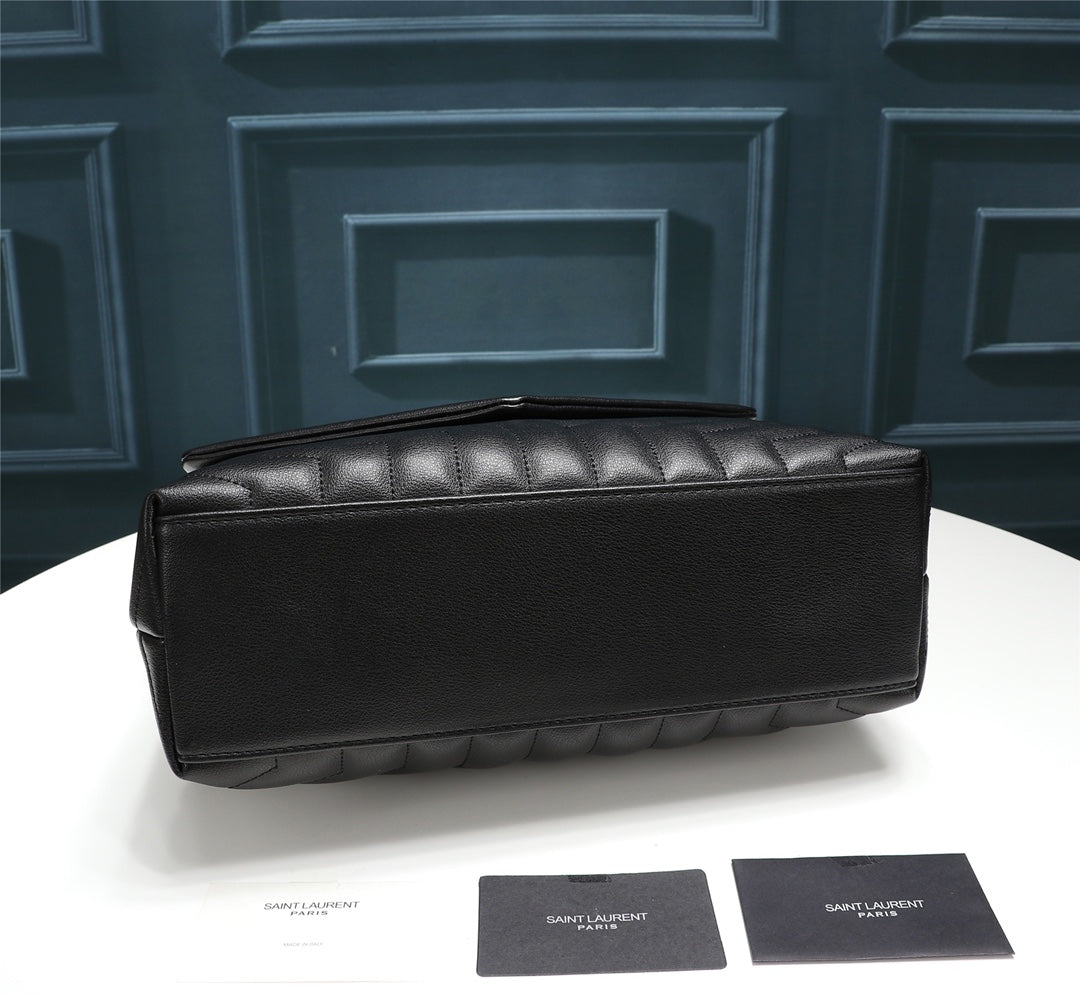 Saint Laurent Loulou Medium Chain Bag in Black Quilted Leather