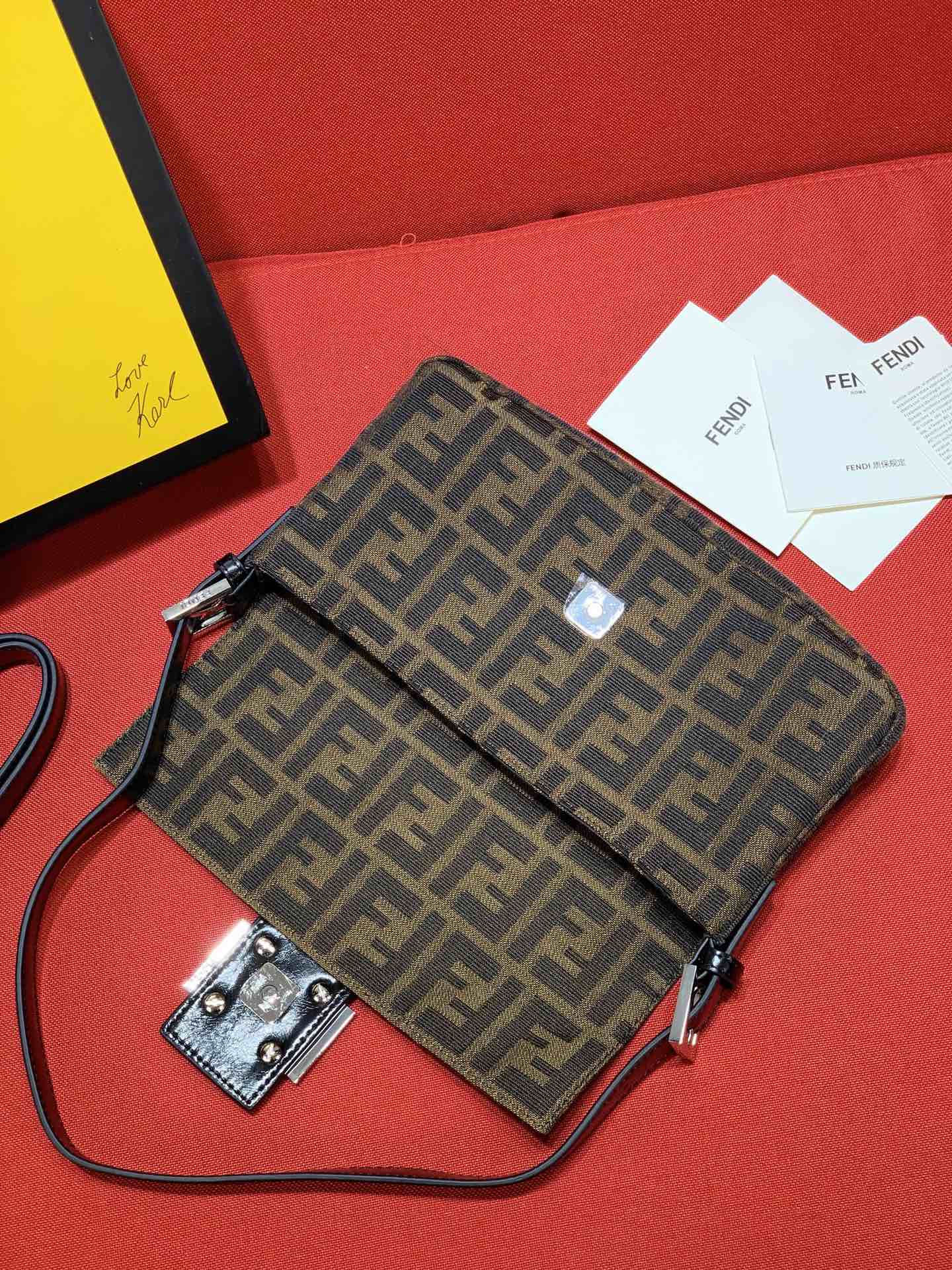 Fendi Baguette Zucca Monogram Canvas Shoulder Bag - Brown/Tobacco