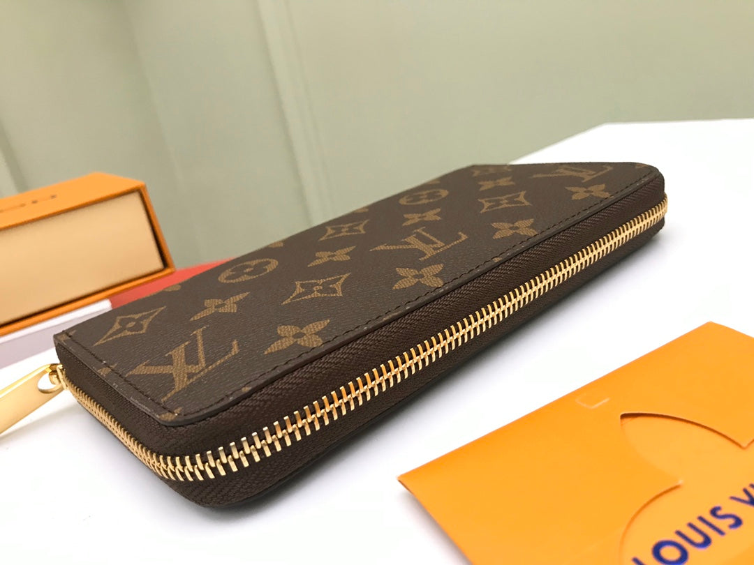 Louis Vuitton Classic Brown Monogram Print Zip-Around Long Clutch Wallet