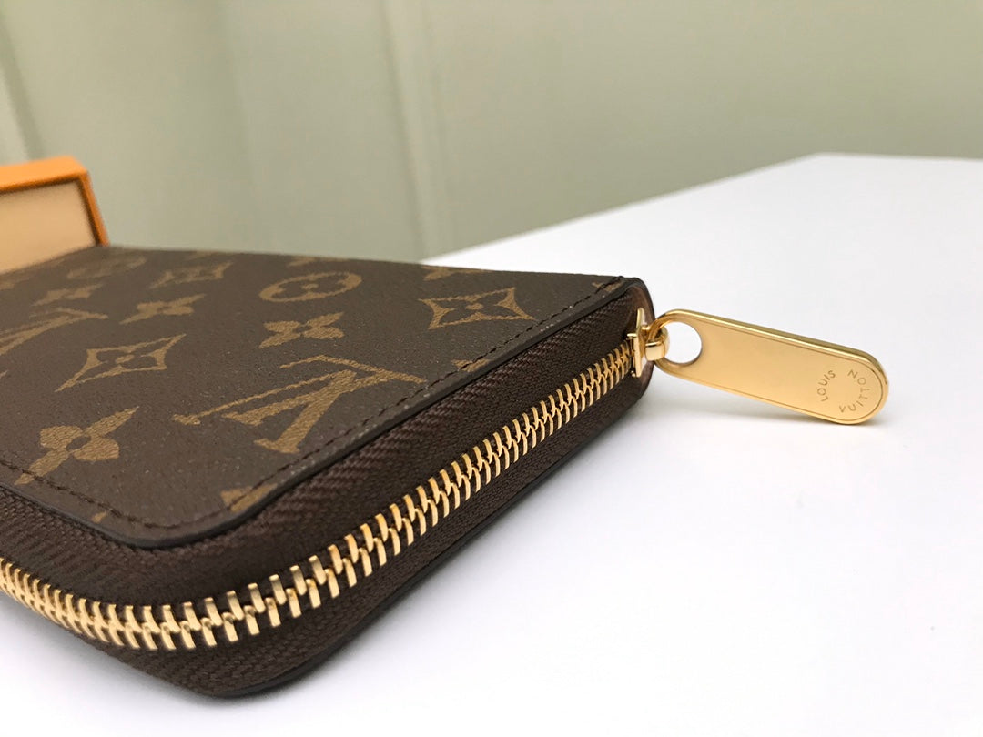 Louis Vuitton Classic Brown Monogram Print Zip-Around Long Clutch Wallet