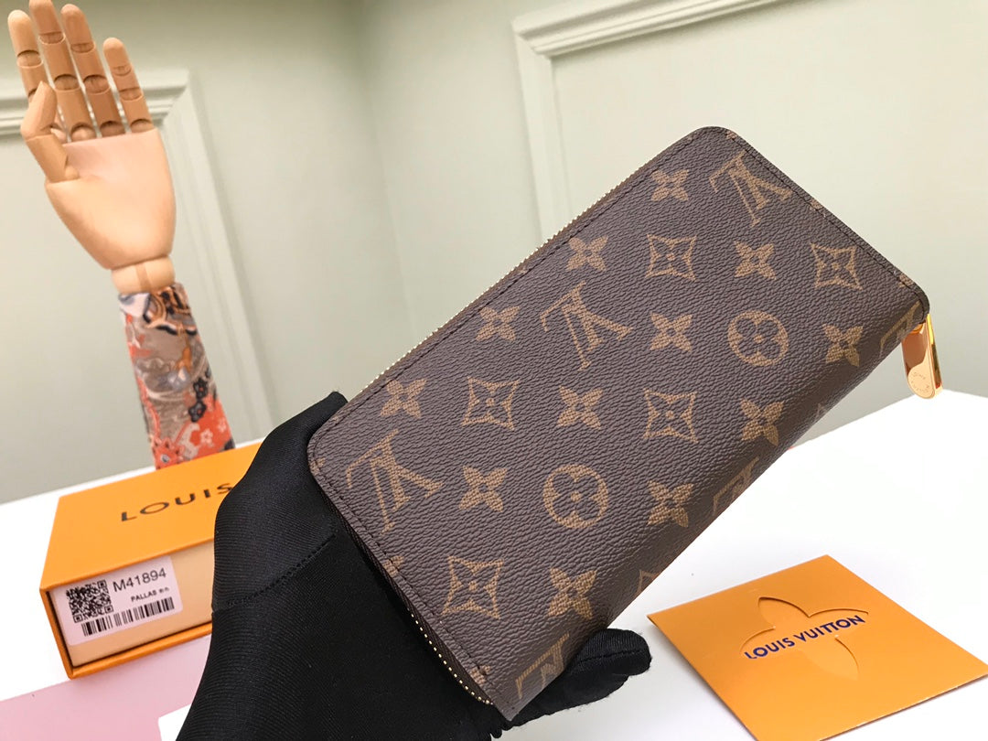 Louis Vuitton Classic Brown Monogram Print Zip-Around Long Clutch Wallet