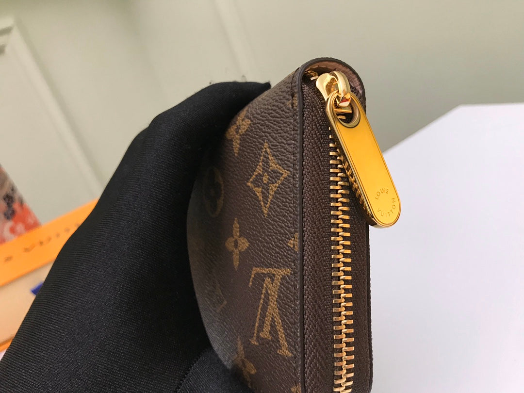 Louis Vuitton Classic Brown Monogram Print Zip-Around Long Clutch Wallet