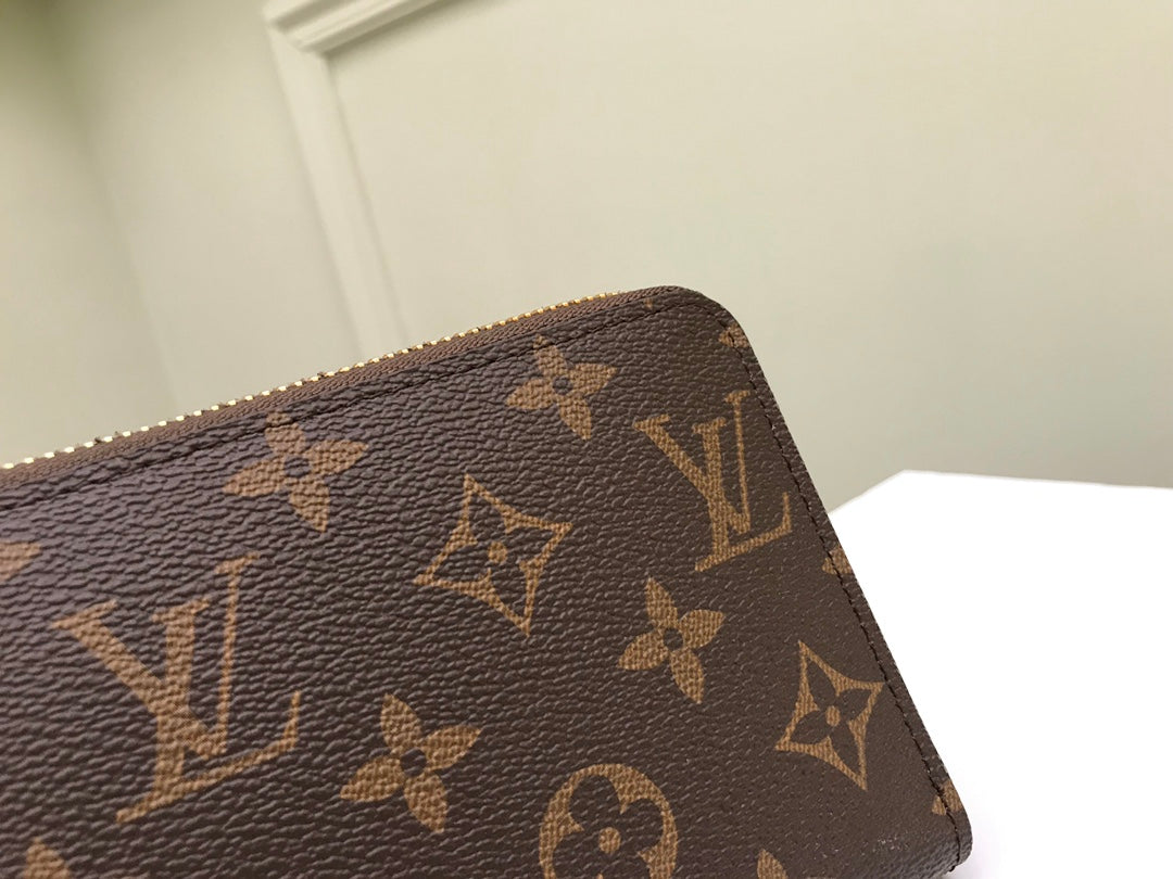 Louis Vuitton Classic Brown Monogram Print Zip-Around Long Clutch Wallet