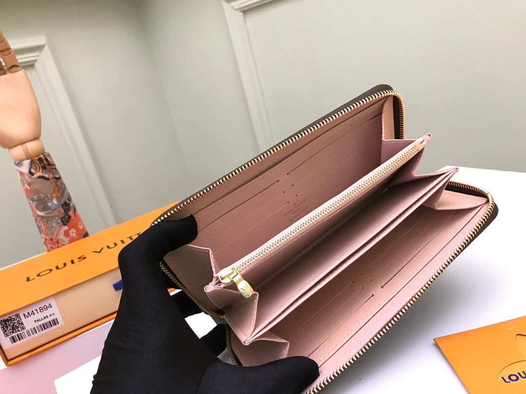 Louis Vuitton Classic Brown Monogram Print Zip-Around Long Clutch Wallet
