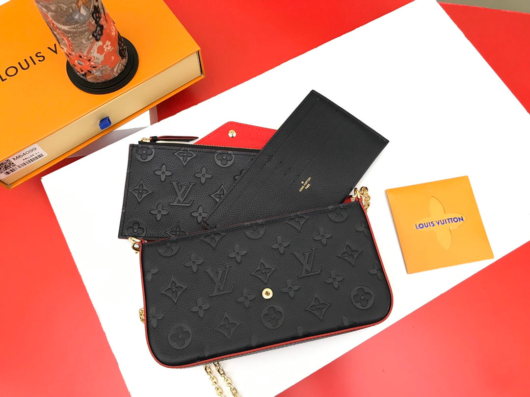 Louis Vuitton Navy Blue Embossed Monogram Leather Envelope Clutch with Gold Chain