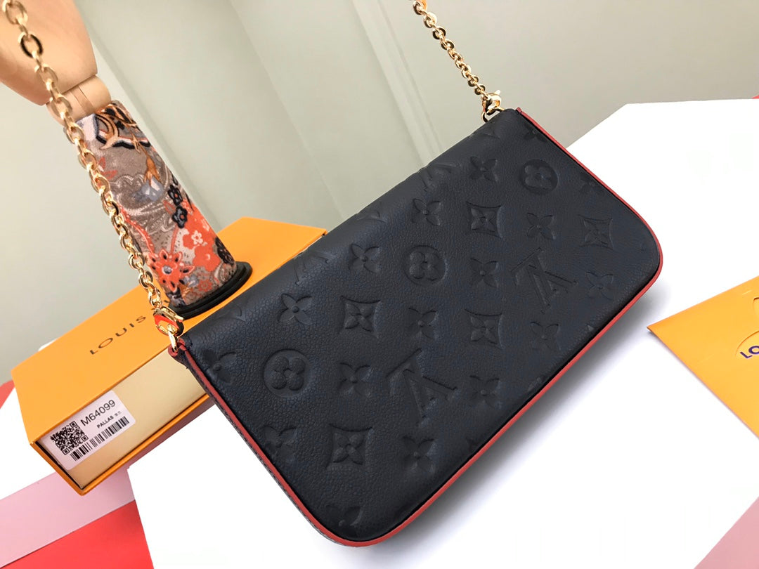 Louis Vuitton Navy Blue Embossed Monogram Leather Envelope Clutch with Gold Chain