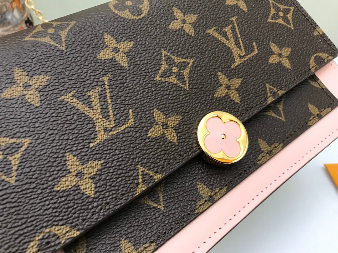 Louis Vuitton Pallas Wallet on Chain Monogram Canvas & Rose Ballerine Pink