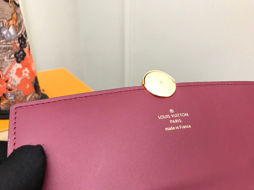 Louis Vuitton Brown Monogram Canvas Chain Clutch Bag with Pink Leather Trim