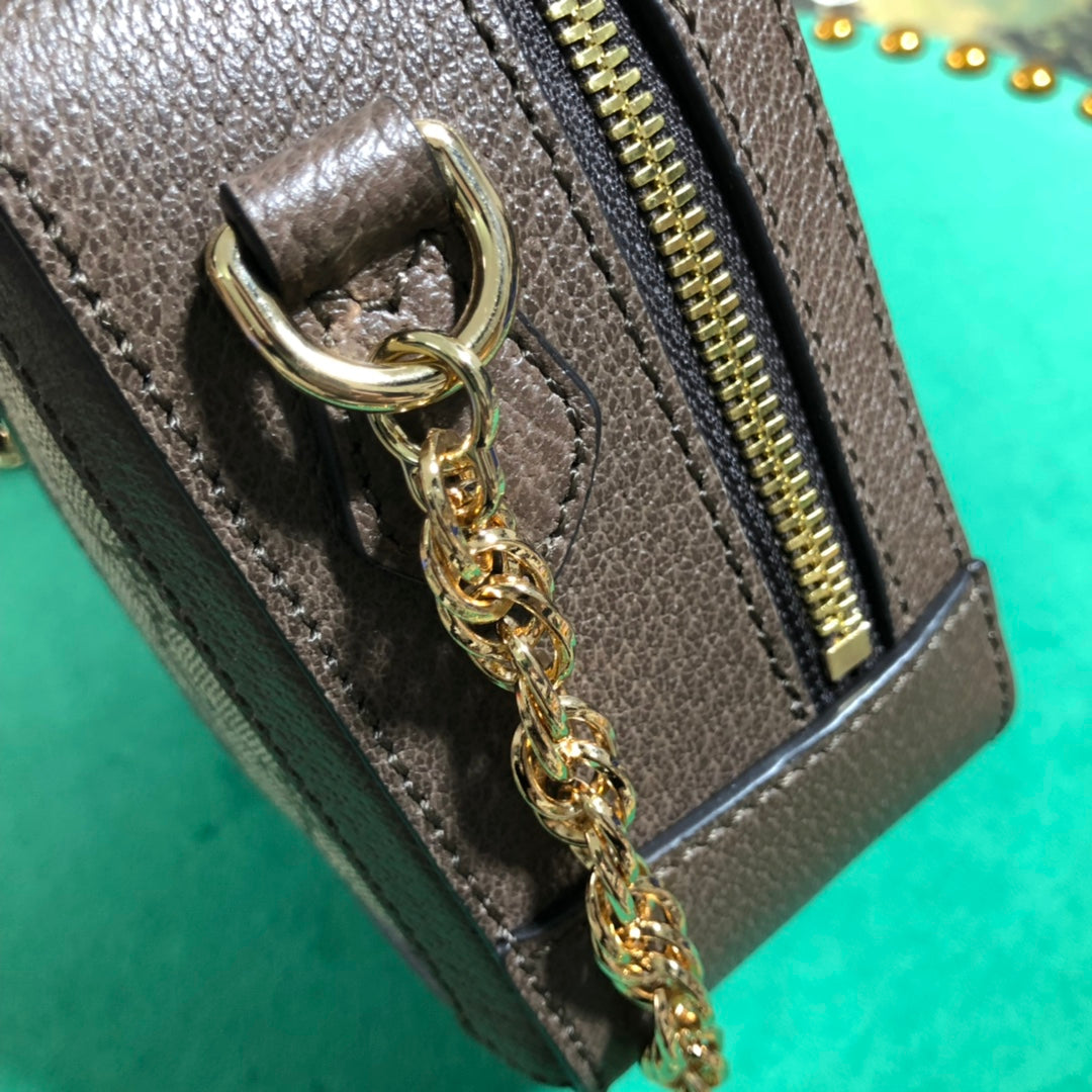 Gucci Vintage Monogram Canvas Box Crossbody Bag with Web Stripe