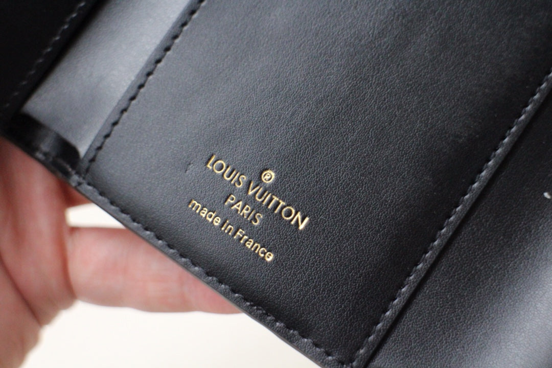 Louis Vuitton Classic Brown Monogram Leather Mini Wallet with Gold Buckle Clasp