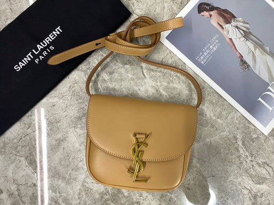 Saint Laurent Kaia Small Smooth Leather Crossbody Bag - Dark Beige
