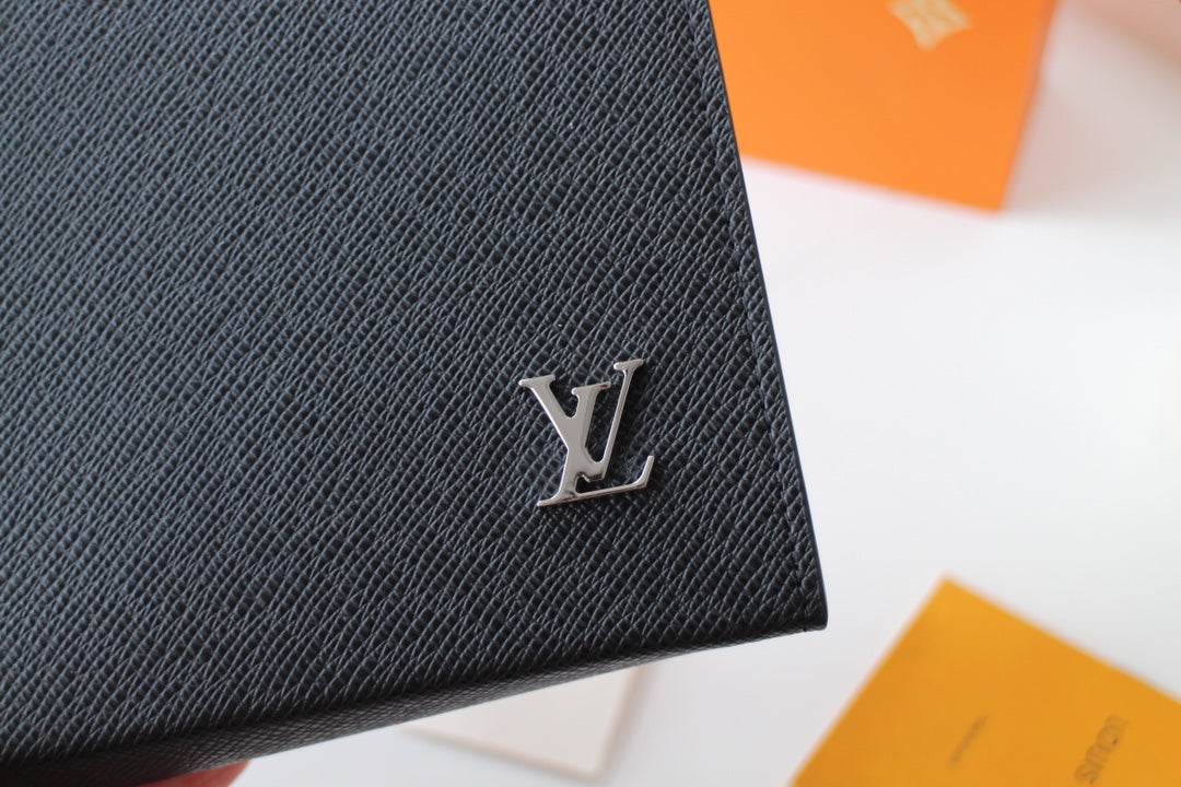 Louis Vuitton Minimalist Black Textured Leather Slim Pouch Zipper Clutch Bag