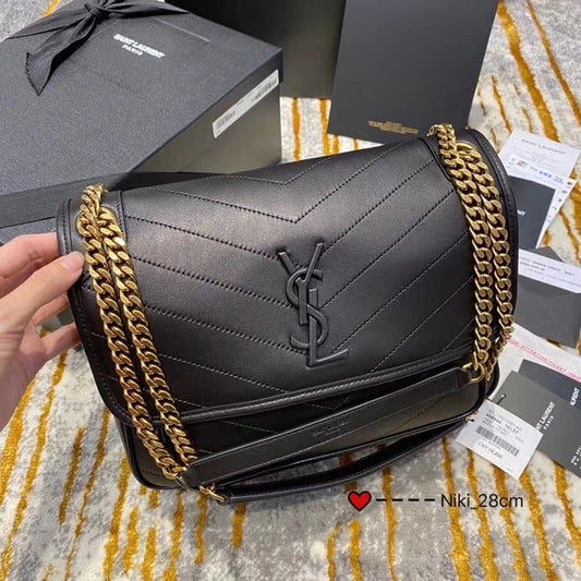 Saint Laurent Niki Medium Shoulder Bag - Black Quilted Leather with Gold-Tone Hardware