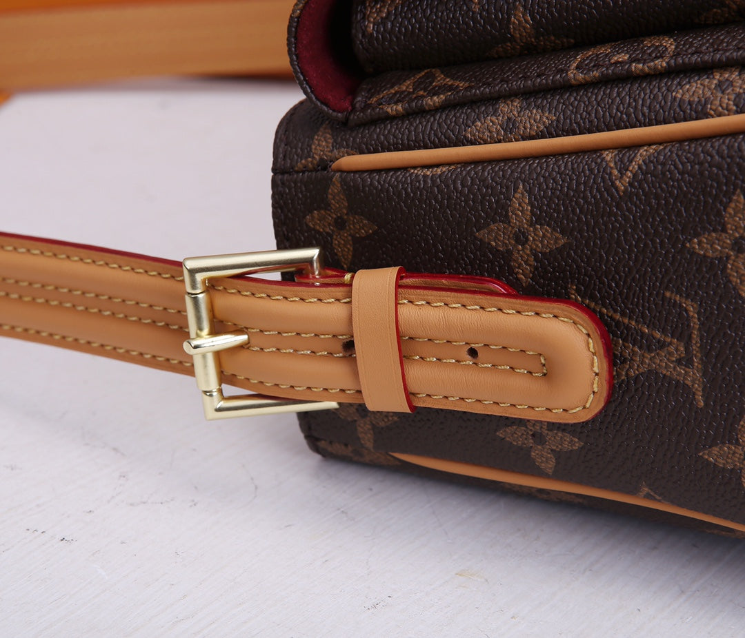 Louis Vuitton Brown Monogram Canvas Shoulder Bag with Gold Chain Strap