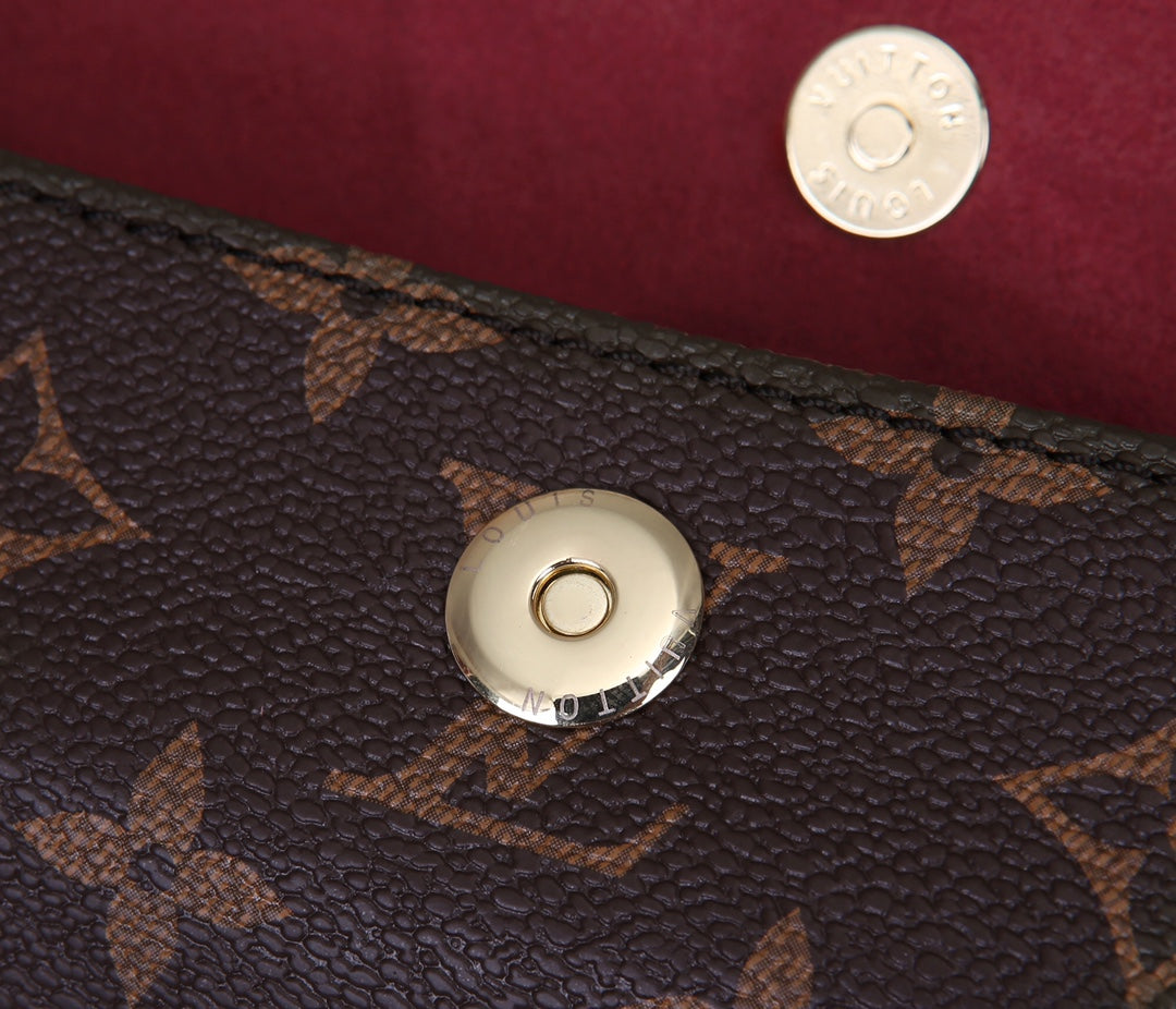 Louis Vuitton Brown Monogram Canvas Crossbody Shoulder Bag with Gold Chain