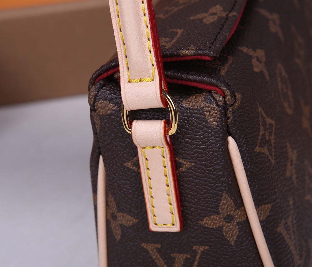 Louis Vuitton Brown Monogram Canvas Crossbody Shoulder Bag with Gold Chain
