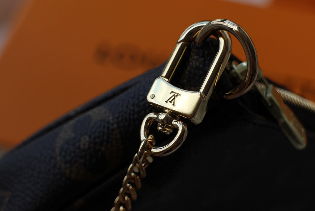 Louis Vuitton Classic Monogram Canvas Mini Pouch with Gold Chain Strap