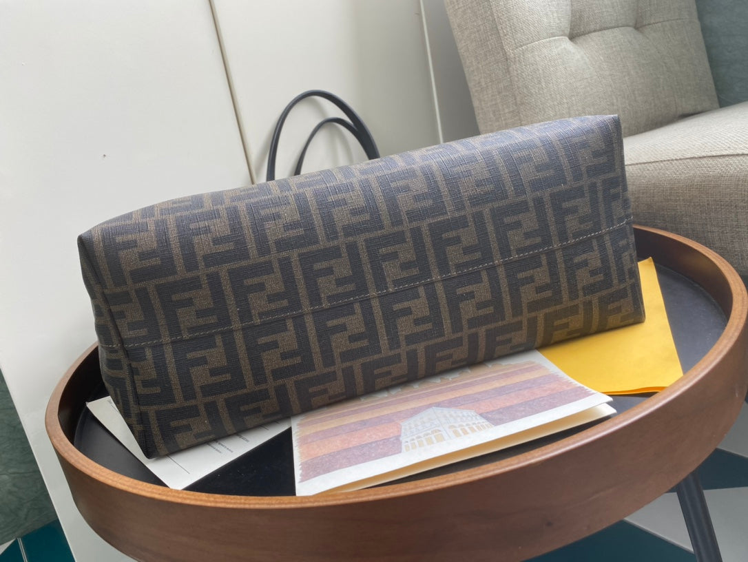 Fendi Zucca Print Canvas Tote Bag - Brown FF Monogram Shoulder Bag
