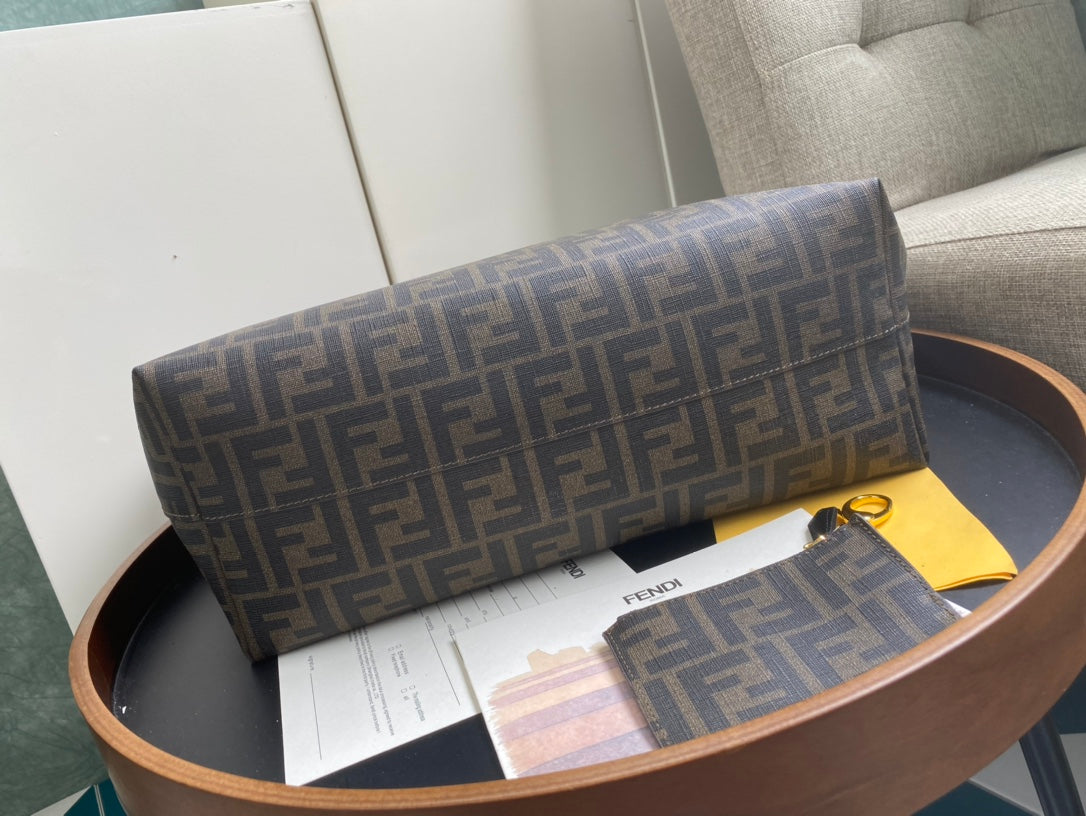 Fendi Monogram Brown Canvas Large Tote Bag with Detachable Pouch