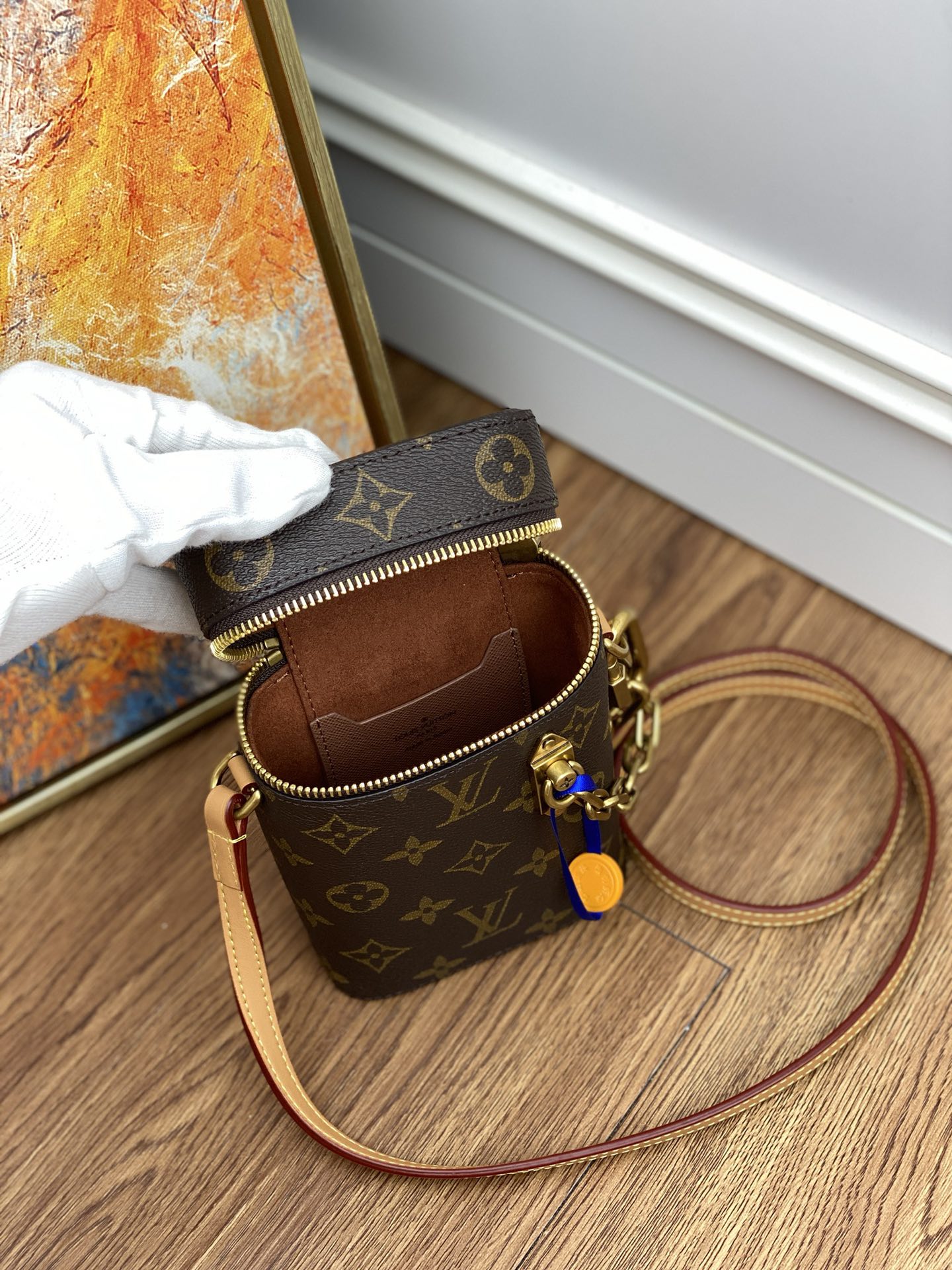 Louis Vuitton Classic Brown Monogram Cylindrical Bucket Bag with Gold Chain