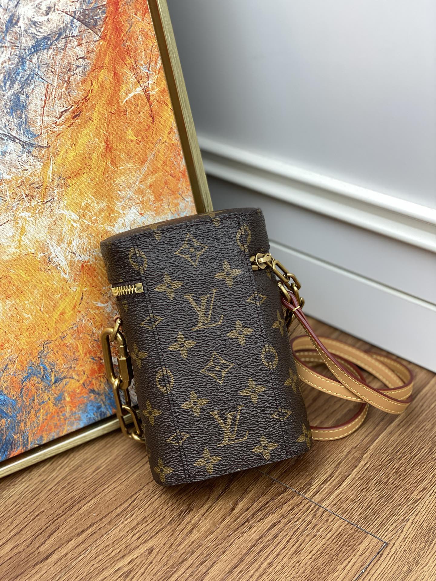 Louis Vuitton Classic Brown Monogram Cylindrical Bucket Bag with Gold Chain