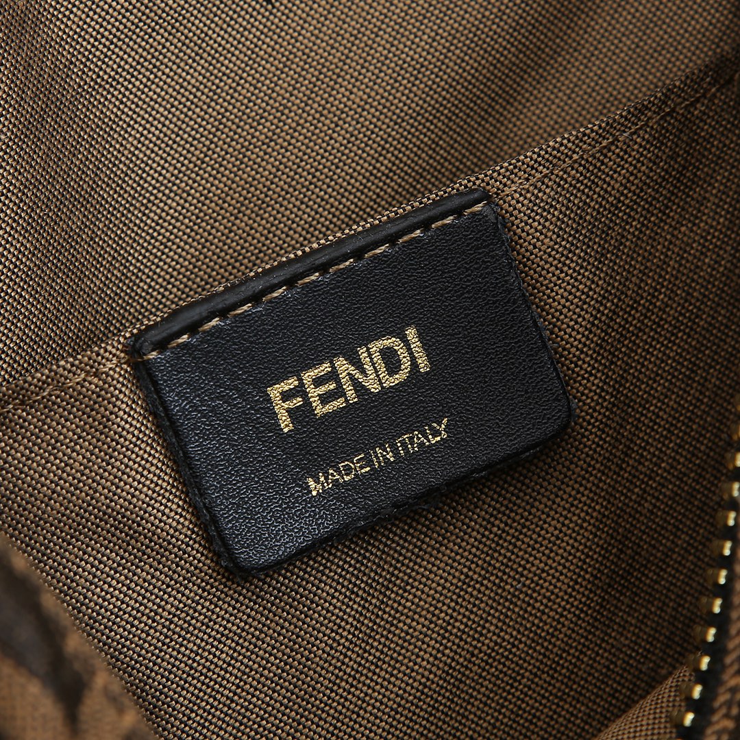 Fendi Monogram Zucca Canvas Mini Boston Bag - Brown Barrel Handbag with Shoulder Strap