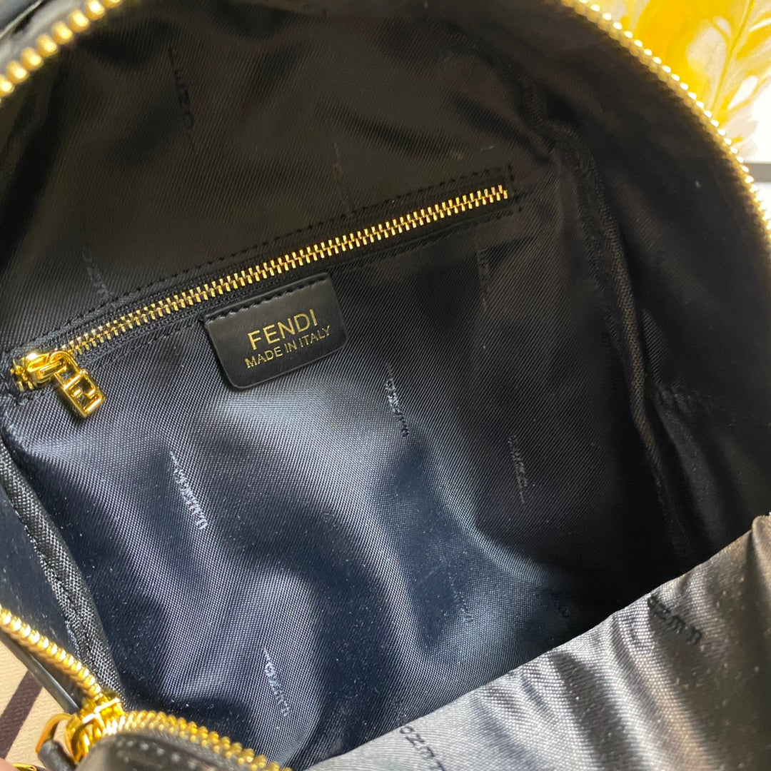 Fendi Mini Backpack in Black Embossed FF Leather with Gold Hardware