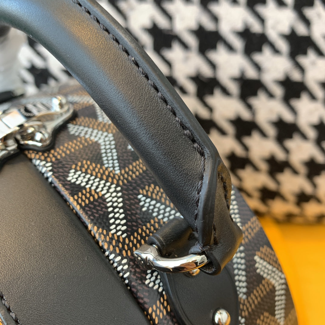 Gogy Structured Round Geometric Print Top Handle Crossbody Shoulder Bag