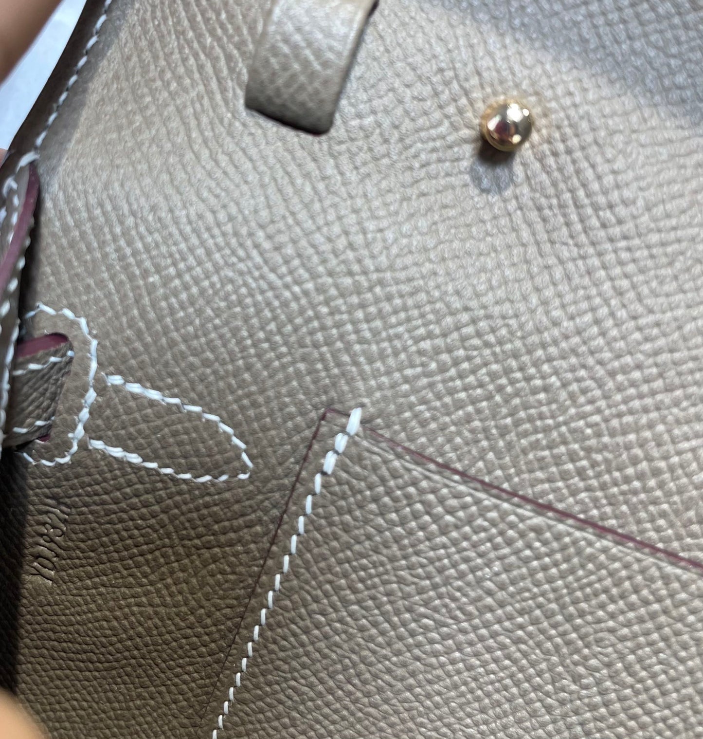 Two-Tone Leather Kelly Style Wallet Clutch Bag - Taupe and Cream