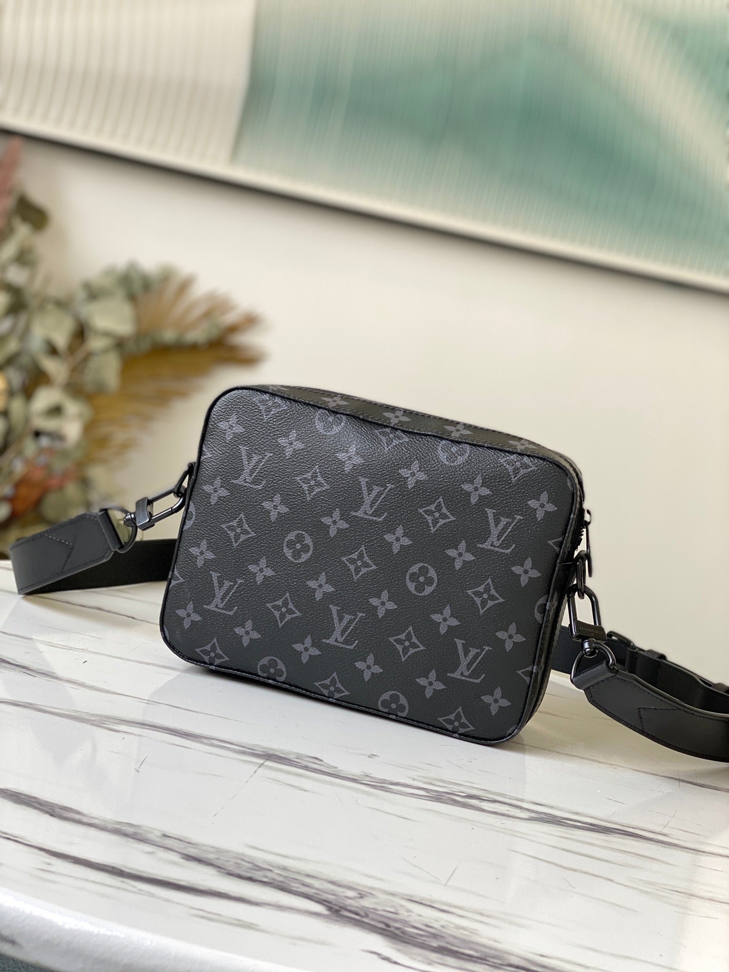 Louis Vuitton Dark Grey Monogram Canvas Crossbody Messenger Bag for Men