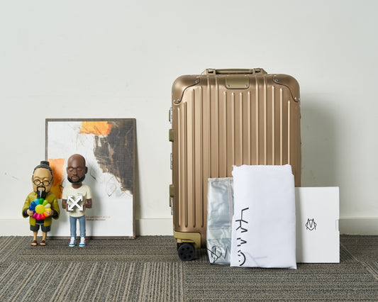 Premium Gold Metallic Grooved Hardshell Travel Suitcase with Wheels