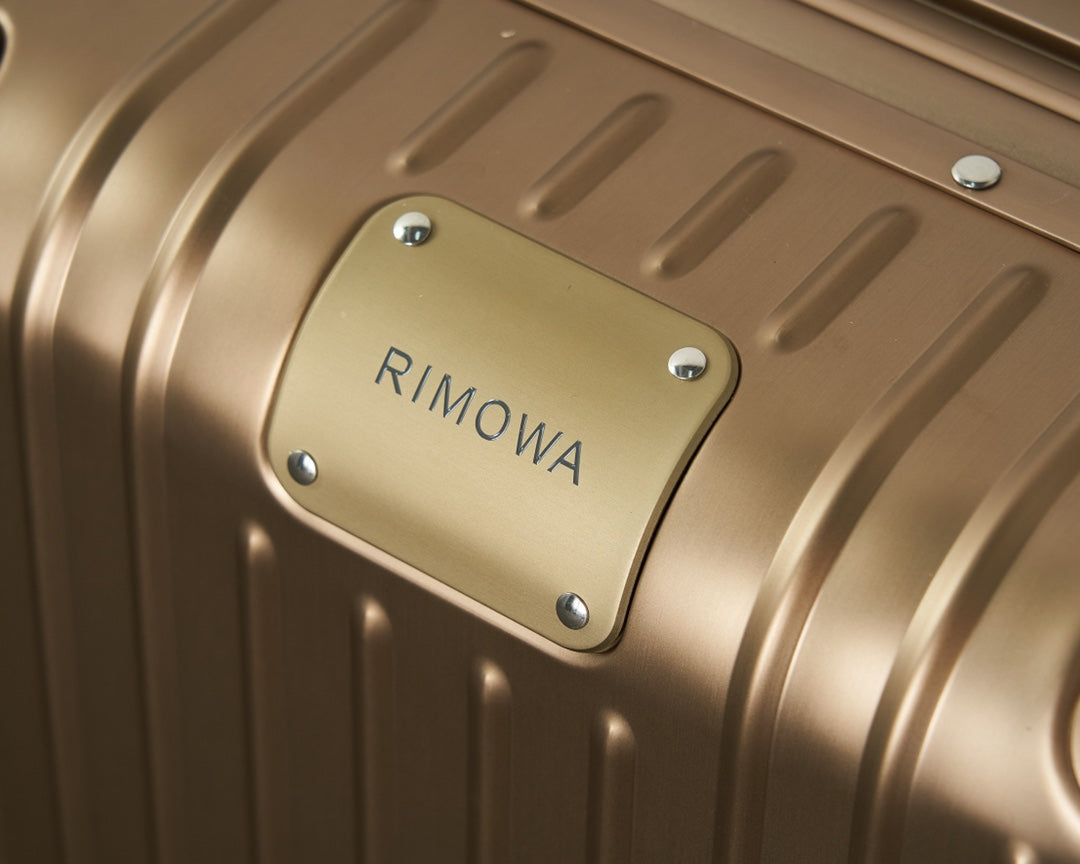 Premium Gold Metallic Grooved Hardshell Travel Suitcase with Wheels
