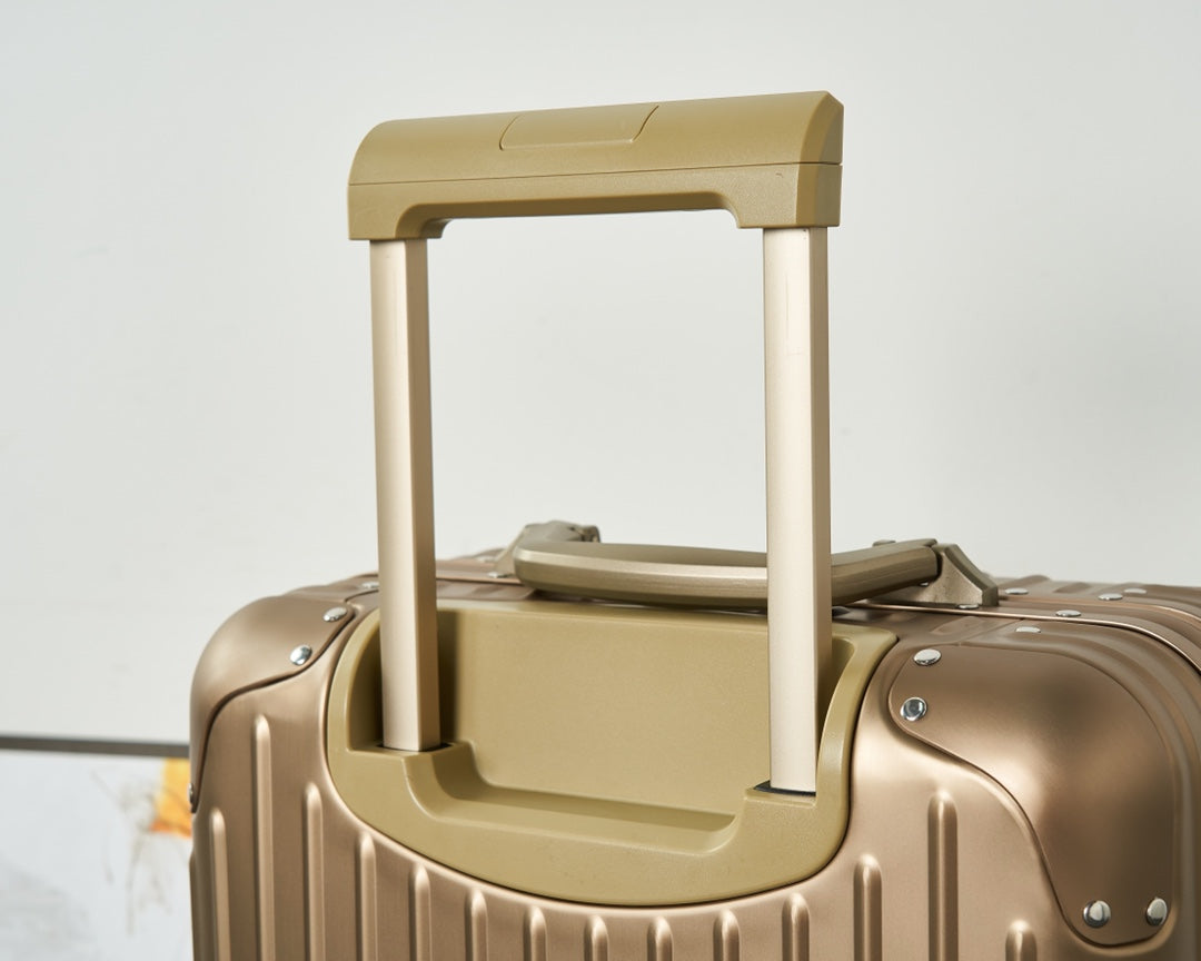 Premium Gold Metallic Grooved Hardshell Travel Suitcase with Wheels