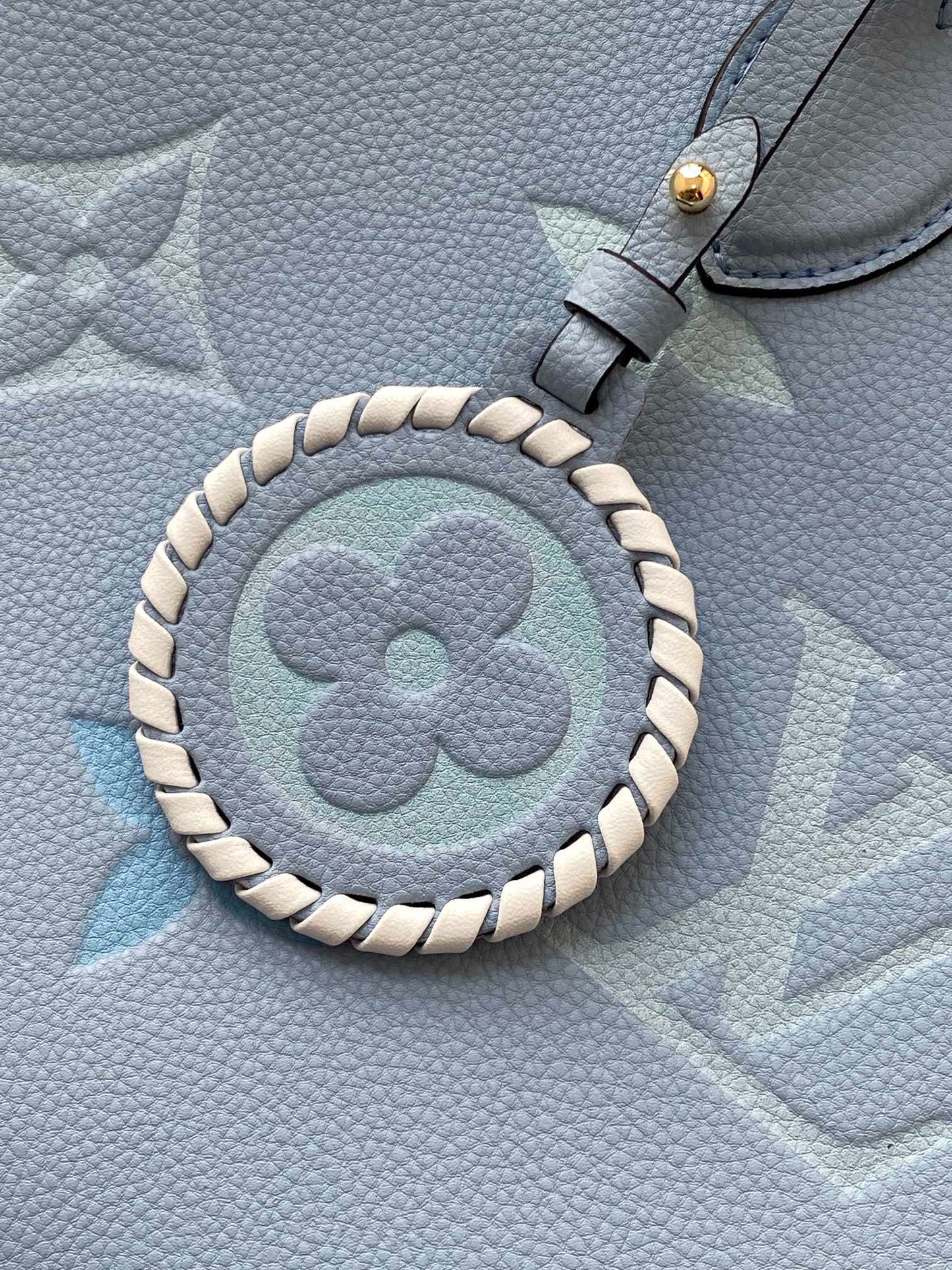 Louis Vuitton Light Blue Monogram Pattern Structured Leather Tote Bag for Women