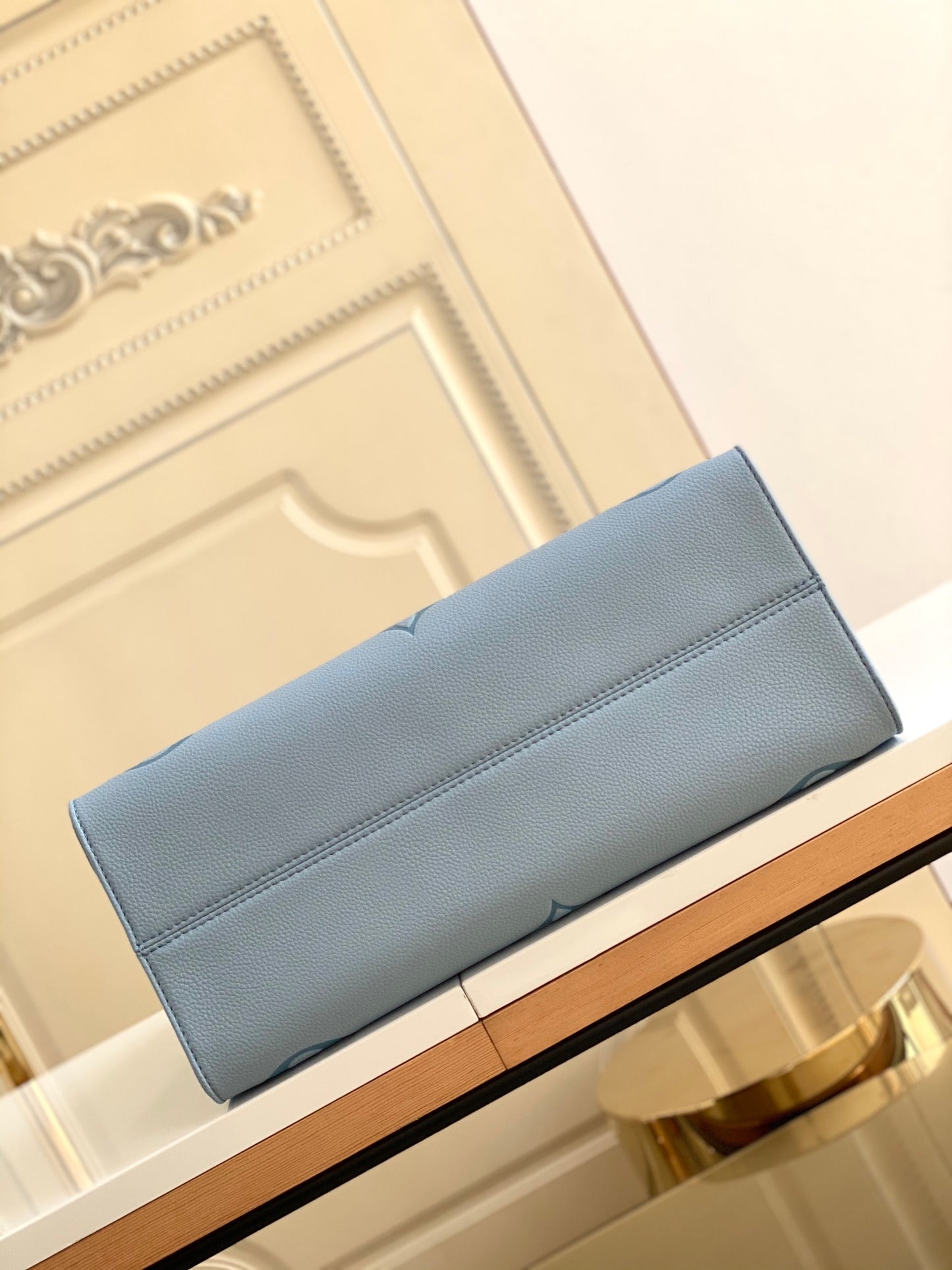 Louis Vuitton Light Blue Monogram Pattern Structured Leather Tote Bag for Women