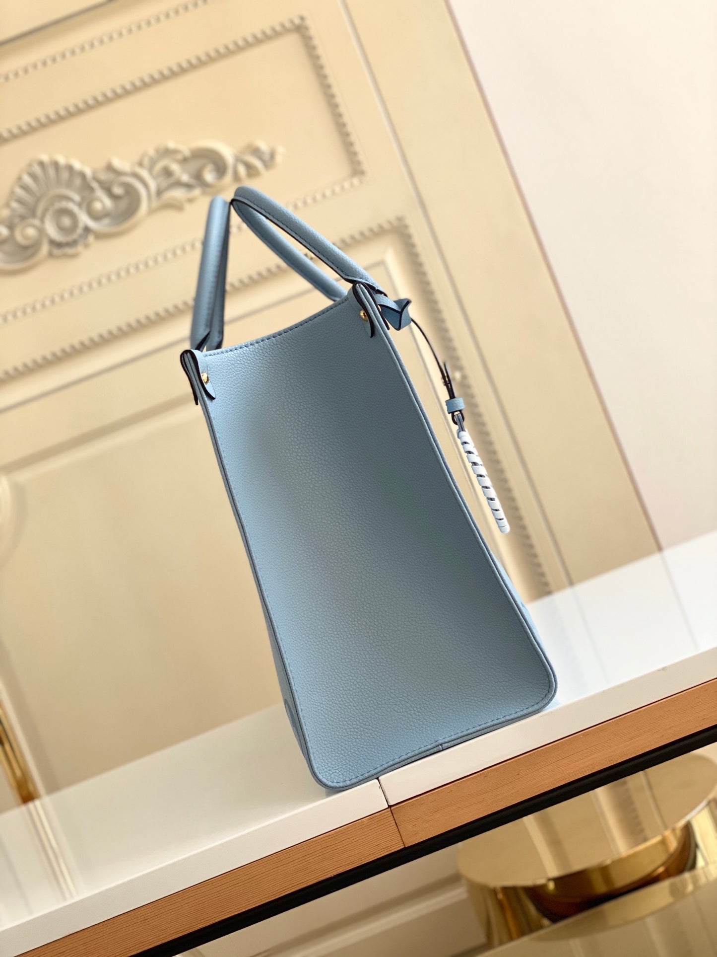Louis Vuitton Light Blue Monogram Pattern Structured Leather Tote Bag for Women
