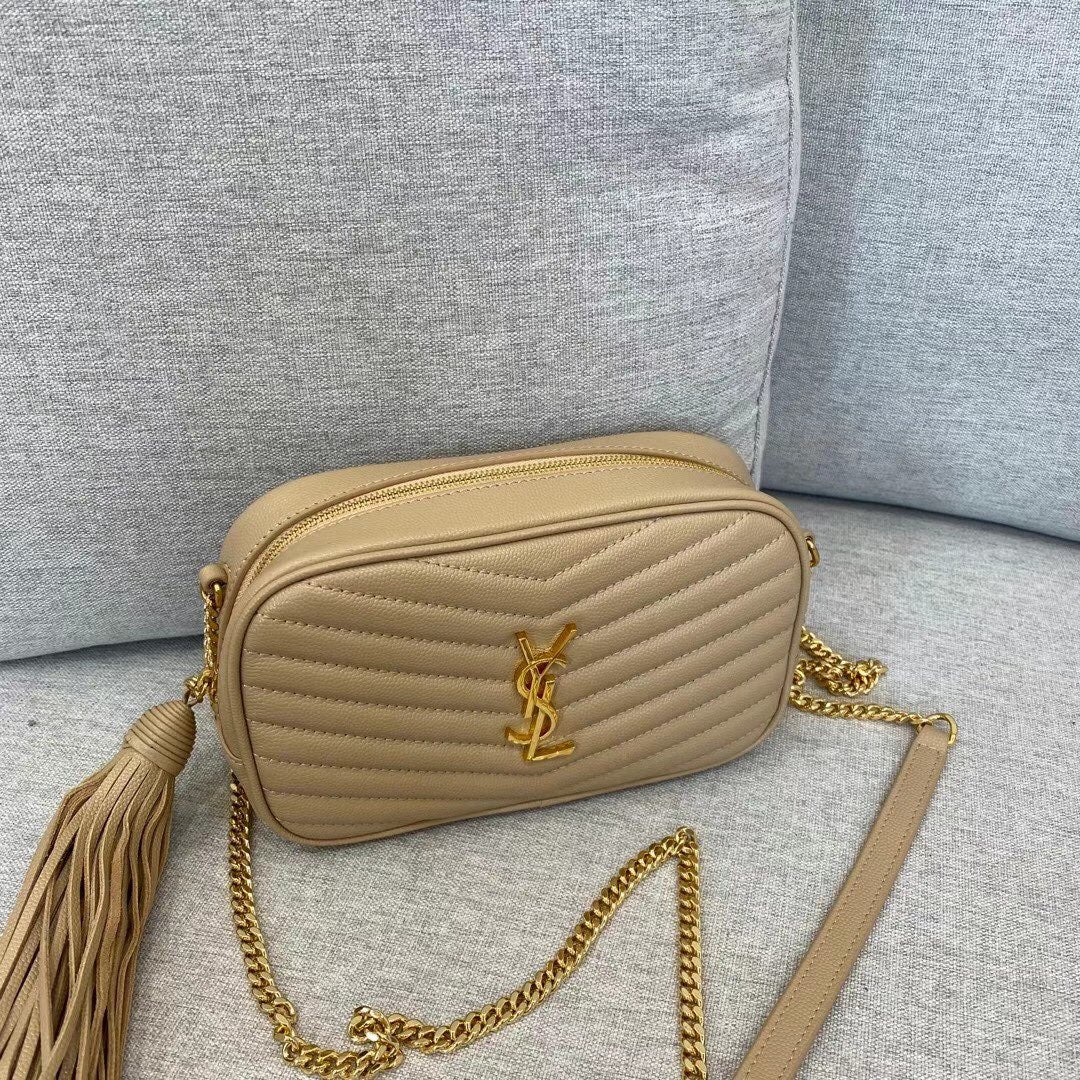 Saint Laurent Lou Quilted Leather Camera Bag - Dark Beige