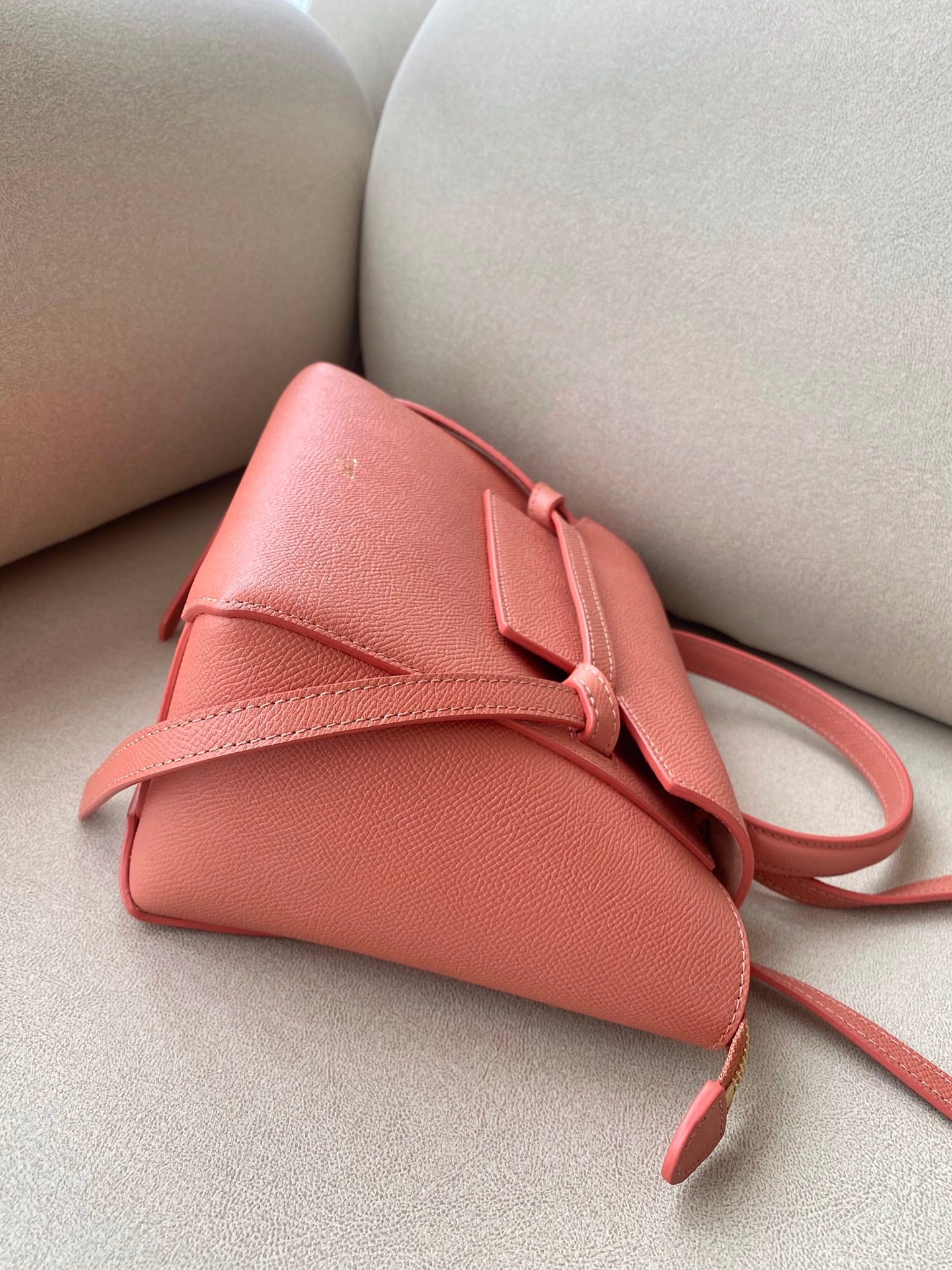 Celine Belt Bag Coral Grained Calfskin Nano Top Handle Bag