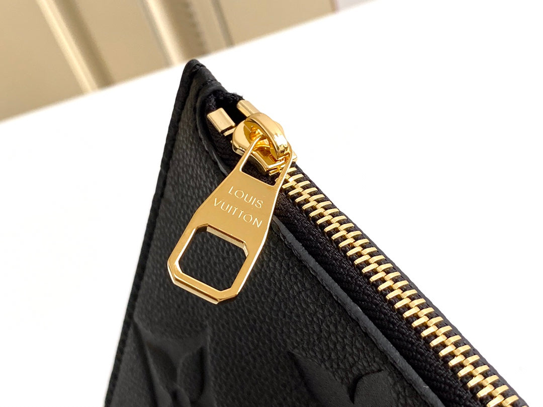 Louis Vuitton Elegant Black Embossed Leather Tote Bag with Double Handles