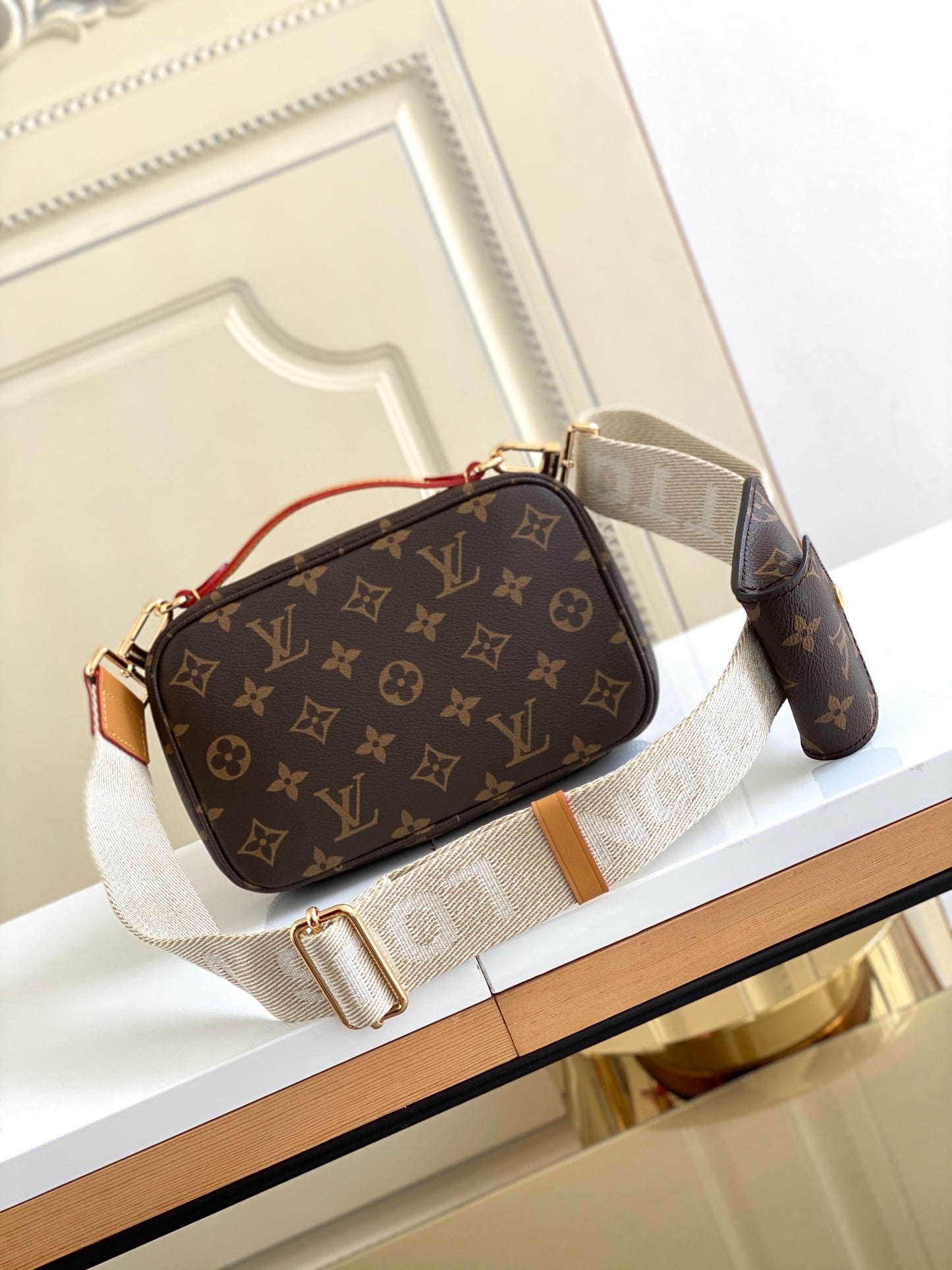 Louis Vuitton Brown Monogram Multi Pocket Crossbody Bag with Coin Pouch