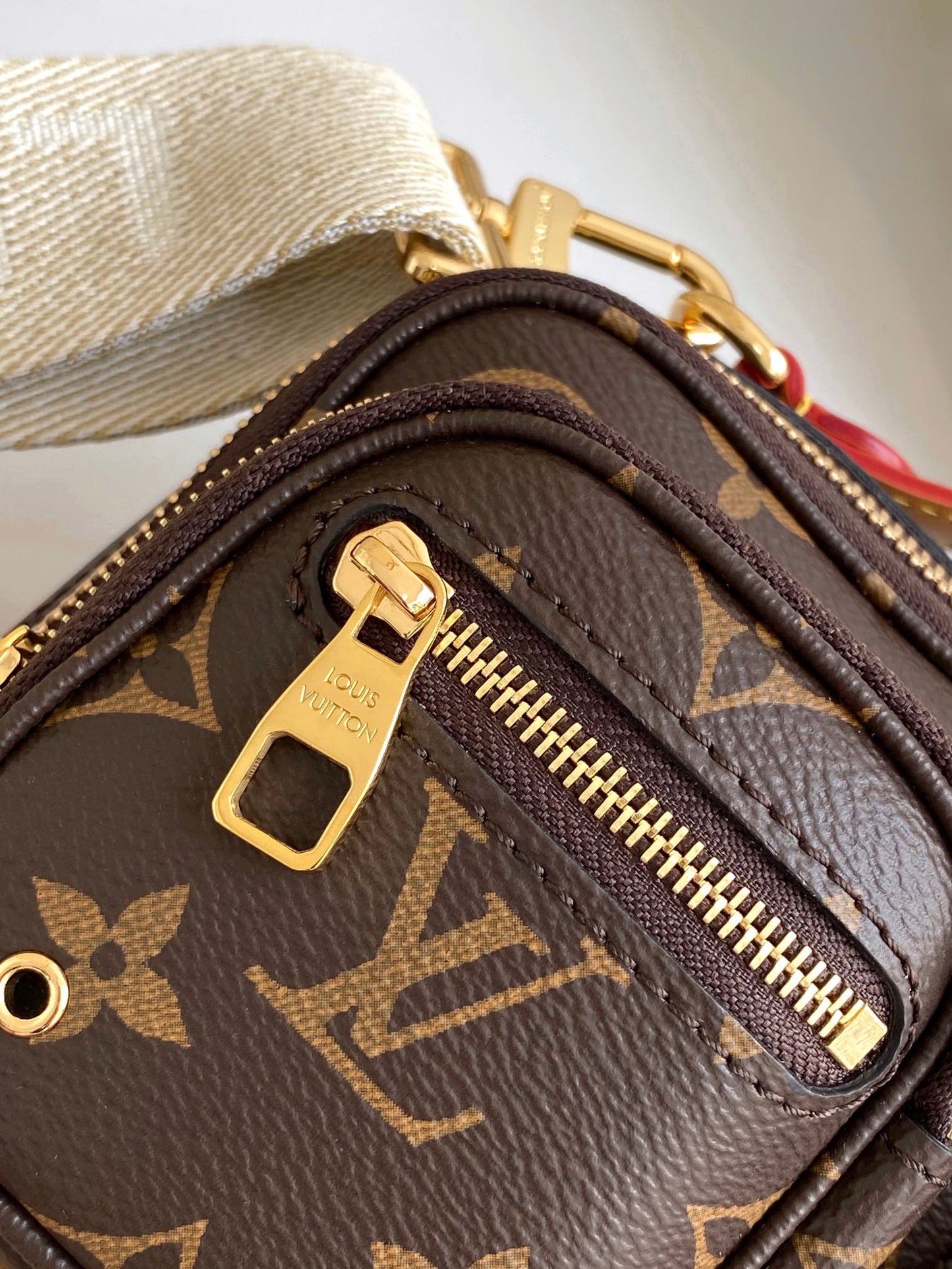 Louis Vuitton Brown Monogram Multi Pocket Crossbody Bag with Coin Pouch