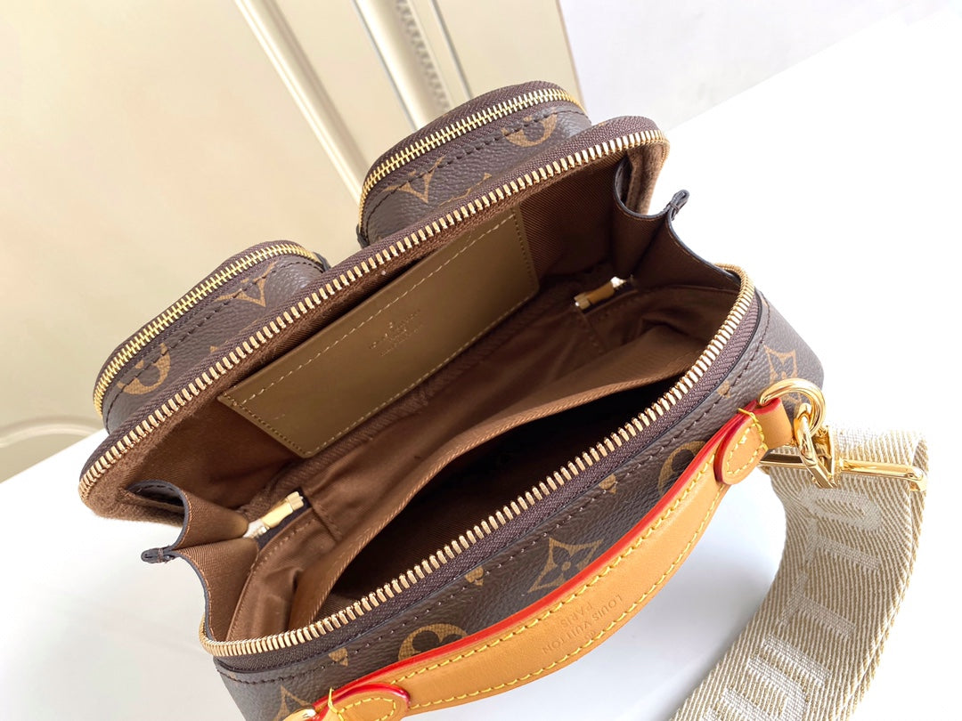 Louis Vuitton Brown Monogram Multi Pocket Crossbody Bag with Coin Pouch