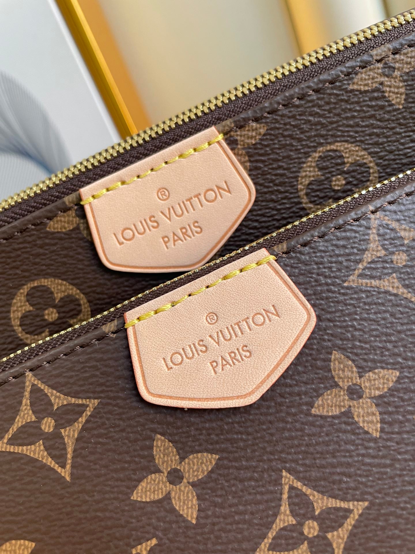 Louis Vuitton Brown Monogram 3-in-1 Crossbody Bag with Pink Strap and Coin Purse